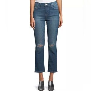 Current/Elliott The High Waist‎ Straight Leg Cropped Jean Med Wash Size 25